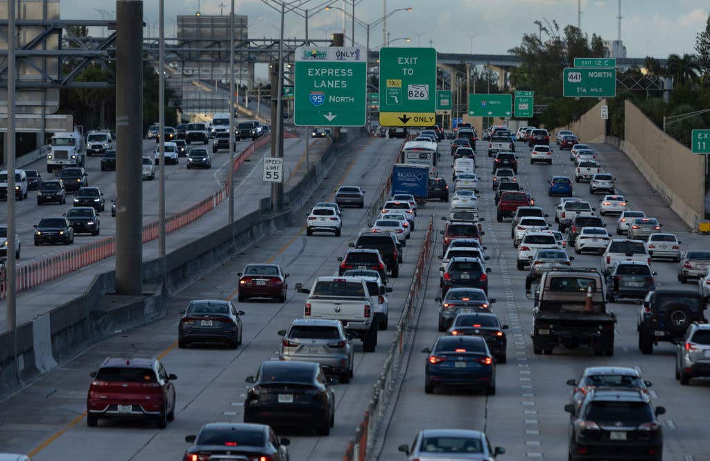 Florida highway in Miami. Florida is home to some of the worst drivers in the country.