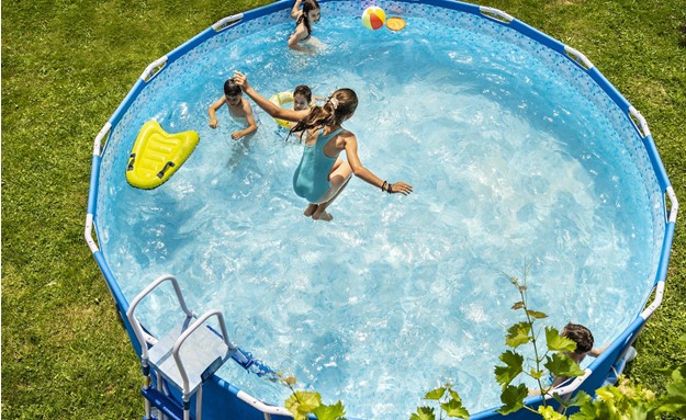 kids playing in pool